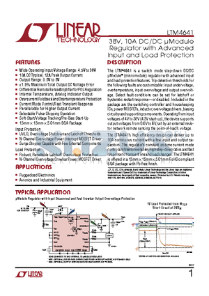 LTM4620 datasheet - 38V, 10A DC/DC lModule Regulator with Advanced Input and Load Protection