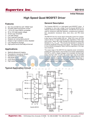 MD1810K6-G datasheet - HIGH SPEED QUAD MOSFET DRIVER