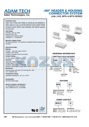 LHS20TRA datasheet - .100 HEADER & HOUSING CONNECTOR SYSTEM