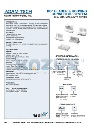 LHS2TS datasheet - .100 HEADER & HOUSING CONNECTOR SYSTEM