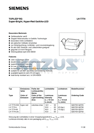 LHT774-M datasheet - TOPLED RG Super-Bright, Hyper-Red GaAIAs-LED