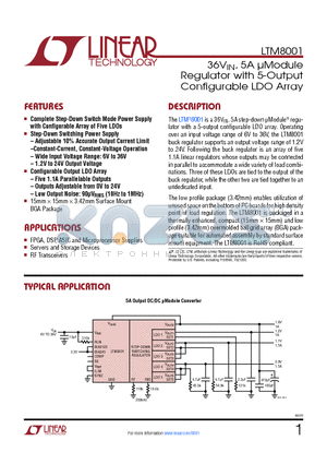 LTM8033 datasheet - de36VIN, 5A lModule Regulator with 5-Output Configurable LDO Array