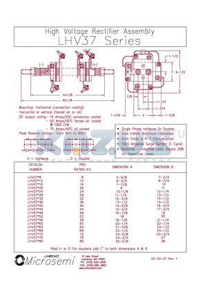 LHV37-80 datasheet - High Voltage Rectifier Assembly