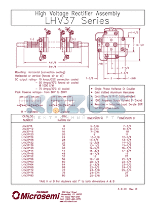LHV37D28 datasheet - High Voltage Rectifier Assembly