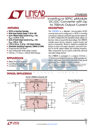 LTM8045 datasheet - Inverting or SEPIC lModule DC/DC Converter with up to 700mA Output Current