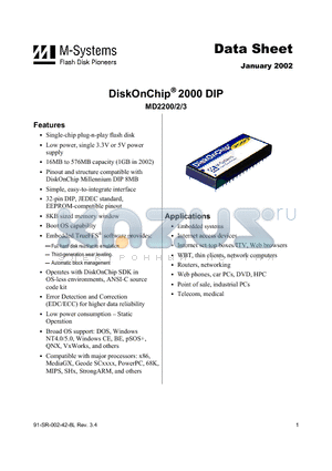 MD2200 datasheet - Disk OnChip 2000 DIP