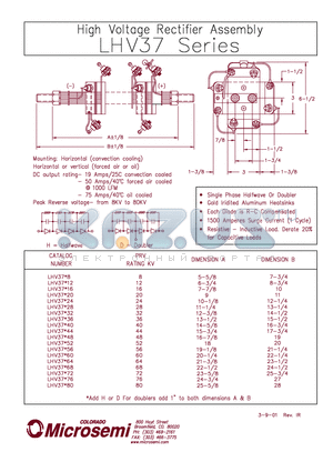 LHV37D40 datasheet - High Voltage Rectifier Assembly