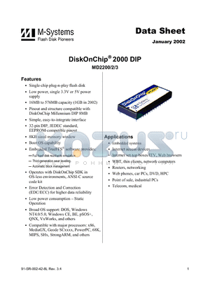 MD2202-D96 datasheet - Disk OnChip 2000 DIP