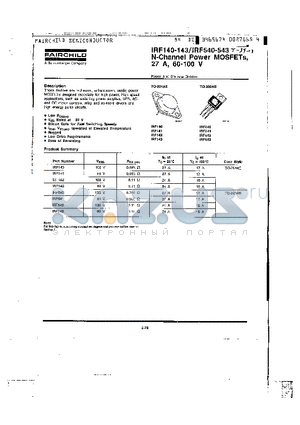 IRF142 datasheet - N-Channel Power MOSFETs, 27 A, 60-100V