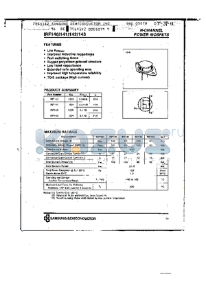 IRF143 datasheet - N-CHANNEL POWER MOSFETS