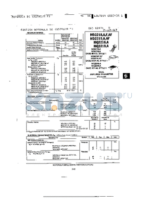 MD2219 datasheet - DUAL AMPLIFIER TRANSISTOR NPN SILICON