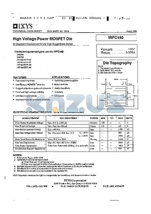 IRF151 datasheet - HIGH VOLTAGE POWER MOSFET DIE