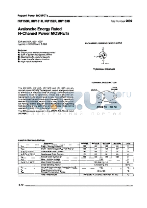 IRF152R datasheet - AVALANCHE ENERGY RATED N-CHANNEL POWER MOSFETS