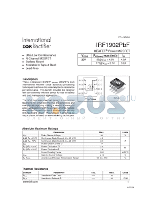 IRF1902PBF datasheet - HEXFET Power MOSFET