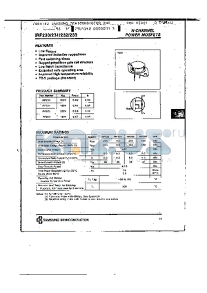 IRF232 datasheet - N-CHANNEL POWER MOSFETS