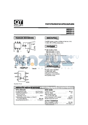 MOC8112 datasheet - PHOTOTRANSISTOR OPTOCOUPLERS