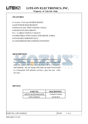 LTP-14188EG2 datasheet - Property of Lite-On Only