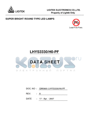 LHYS3330-H0-PF datasheet - SUPER BRIGHT ROUND TYPE LED LAMPS