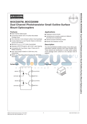 MOCD207M datasheet - Dual Channel Phototransistor Small Outline Surface
