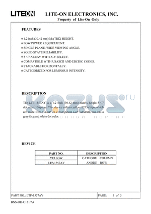 LTP-1557AY datasheet - Property of Lite-On Only