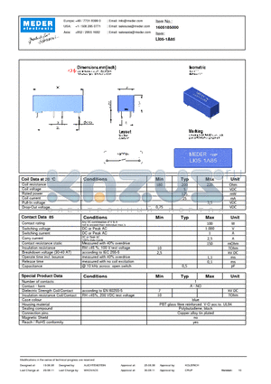 LI05-1A85 datasheet - LI Reed Relay