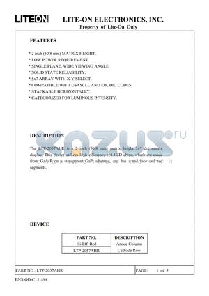 LTP-2057AHR datasheet - Property of Lite-On Only