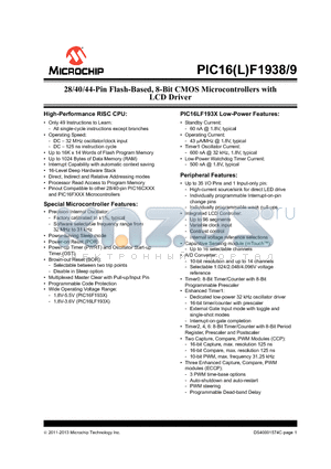 PIC16F1938_13 datasheet - 28/40/44-Pin Flash-Based, 8-Bit CMOS Microcontrollers with LCD Driver