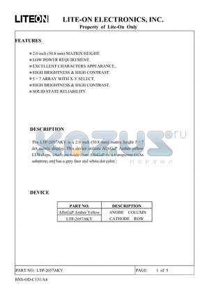 LTP-2057AKY datasheet - Property of Lite-On Only