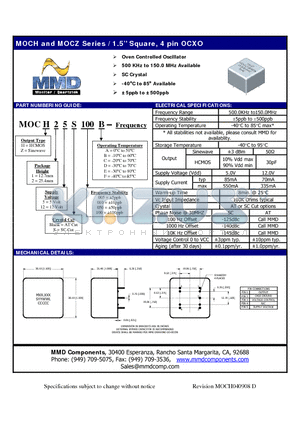 MOCH112005C datasheet - Oven Controlled Oscillator