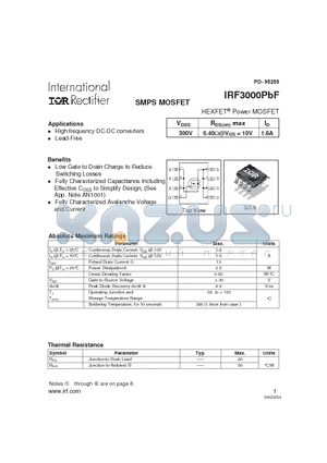 IRF3000PBF datasheet - HEXFET Power MOSFET