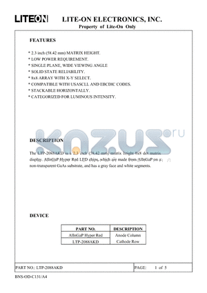 LTP-2088AKD datasheet - Property of Lite-On Only