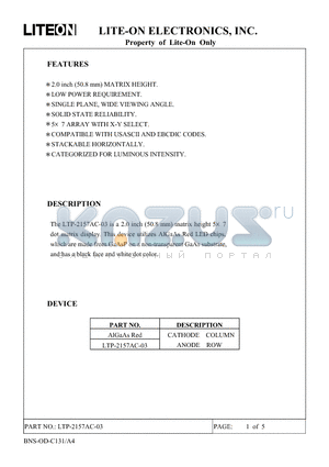 LTP-2157AC-03 datasheet - Property of Lite-On Only