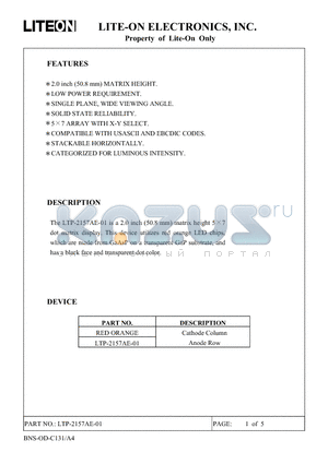 LTP-2157AE-01 datasheet - Property of Lite-On Only