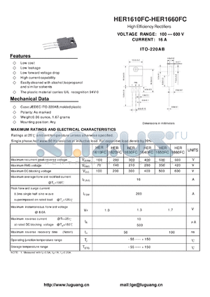 HER1620FC datasheet - High Efficiency Rectifiers