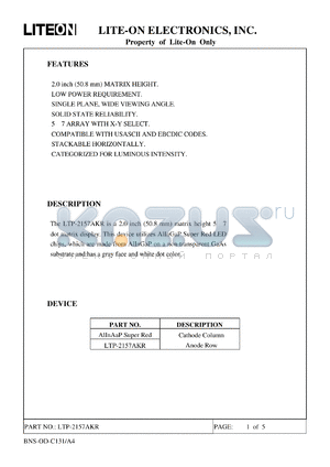 LTP-2157AKR datasheet - Property of Lite-On Only