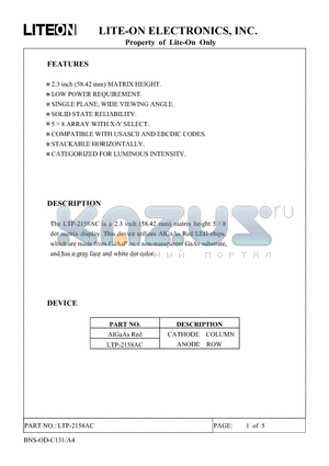 LTP-2158AC datasheet - Property of Lite-On Only