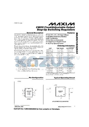 MAX633XMJA datasheet - CMOS Fixed/Adjustable Output Step-Up Switching Regulators
