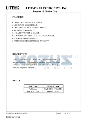 LTP-2158AE-01 datasheet - Property of Lite-On Only
