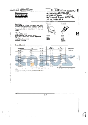 IRF322 datasheet - N-Channel Power MOSFETs, 3.0 A, 350-400 V