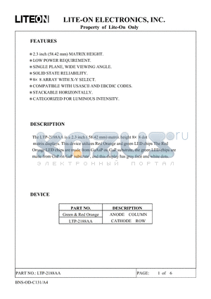 LTP-2188AA datasheet - Property of Lite-On Only