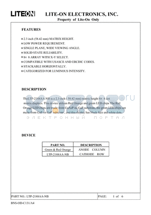 LTP-2188AA-NB datasheet - Property of Lite-On Only