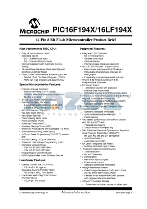 PIC16F1946 datasheet - 64-Pin 8-Bit Flash Microcontroller Product Brief