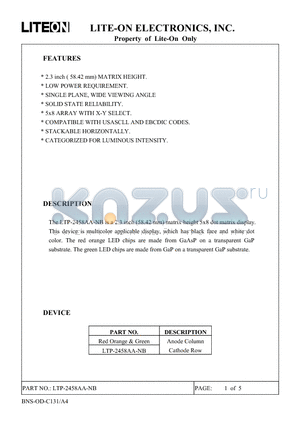 LTP-2458AA-NB datasheet - Property of Lite-On Only