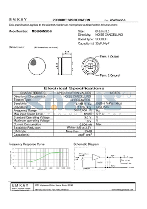 MD6030NSC-0 datasheet - electret condenser microphone outlined within this document.