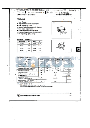 IRF332 datasheet - N-CHANNEL POWER MOSFETS