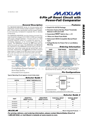 MAX6345_UT-T datasheet - 6-Pin uP Reset Circuit with Power-Fail Comparator