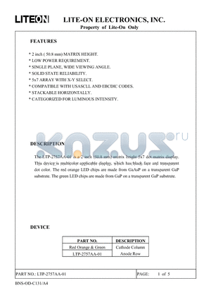 LTP-2757AA-01 datasheet - Property of Lite-On Only