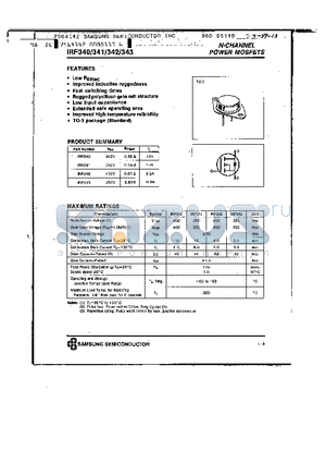 IRF342 datasheet - N-CHANNEL POWER MOSFETS