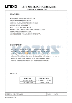 LTP-2757AA-04 datasheet - Property of Lite-On Only
