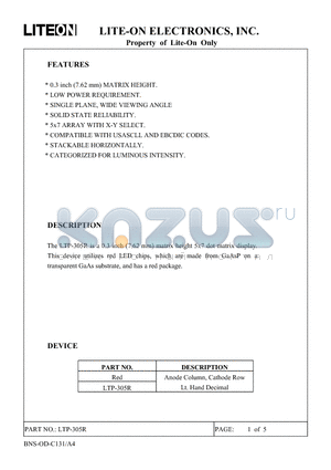LTP-305R datasheet - Property of Lite-On Only
